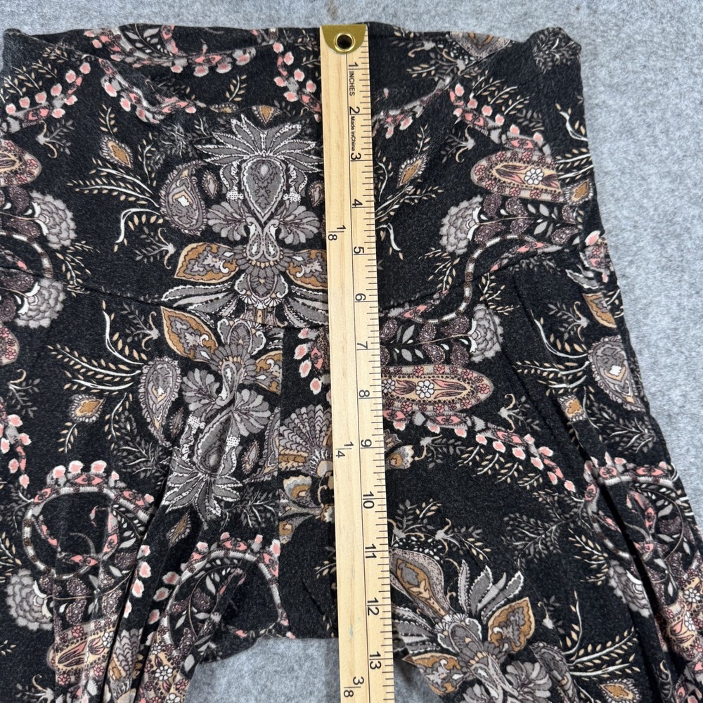 Popana Paisley Palazzo Pants Medium Black Multi Wide Leg Stretch Made in USA - Picture 6 of 8